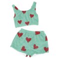 thumbnail image 5 of Gytharion Flannel Pajamas Set for Women Cute Heart Print Fleece Warm Cropped Pj Tank Top and Shorts 2 Piece Loungewear Set Winter Soft Cozy Fuzzy Thermal Sleepwear Set, 5 of 5