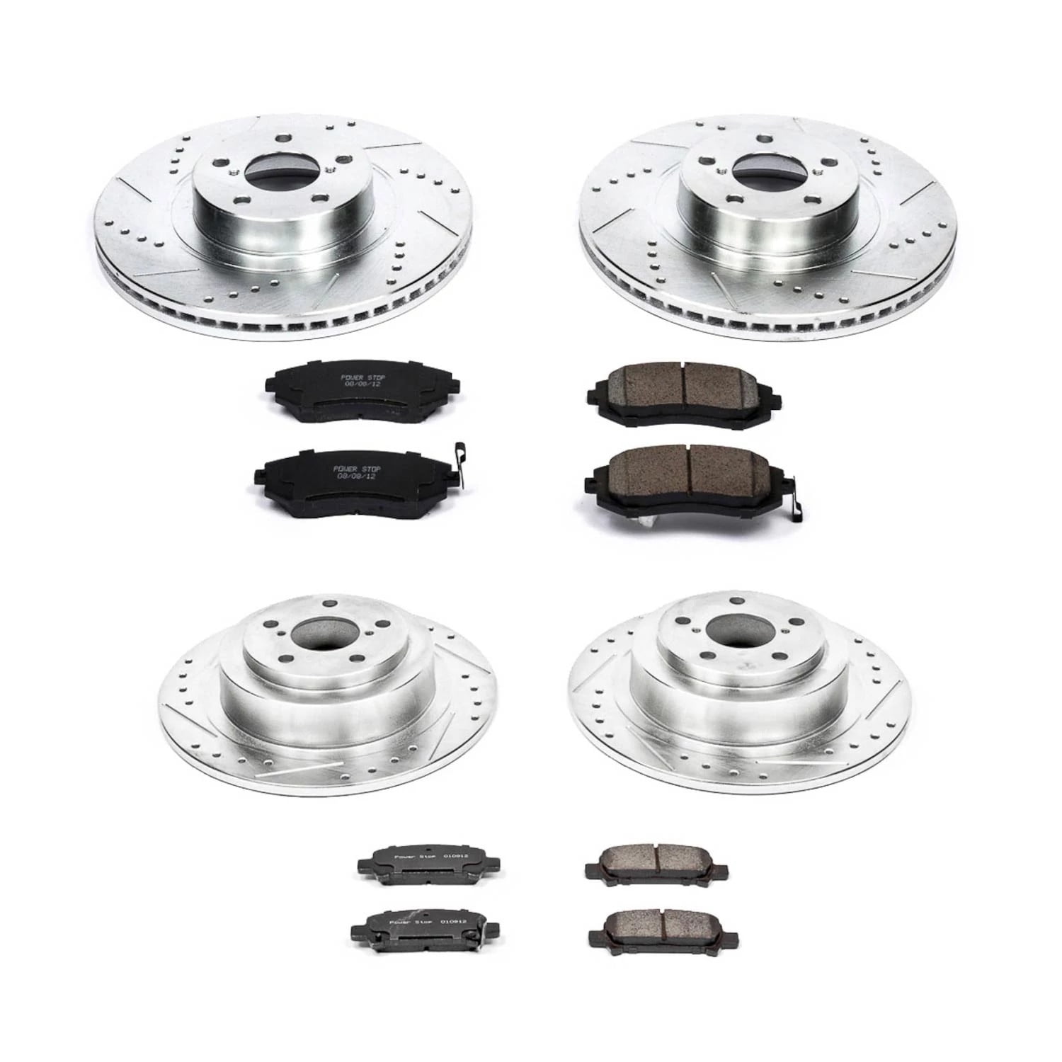 PowerStop Front and Rear Z23 Evolution Sport Carbon-Fiber Ceramic Brake Pad and Drilled & Slotted Rotor Kit Fits: SUBARU Select Models K2748