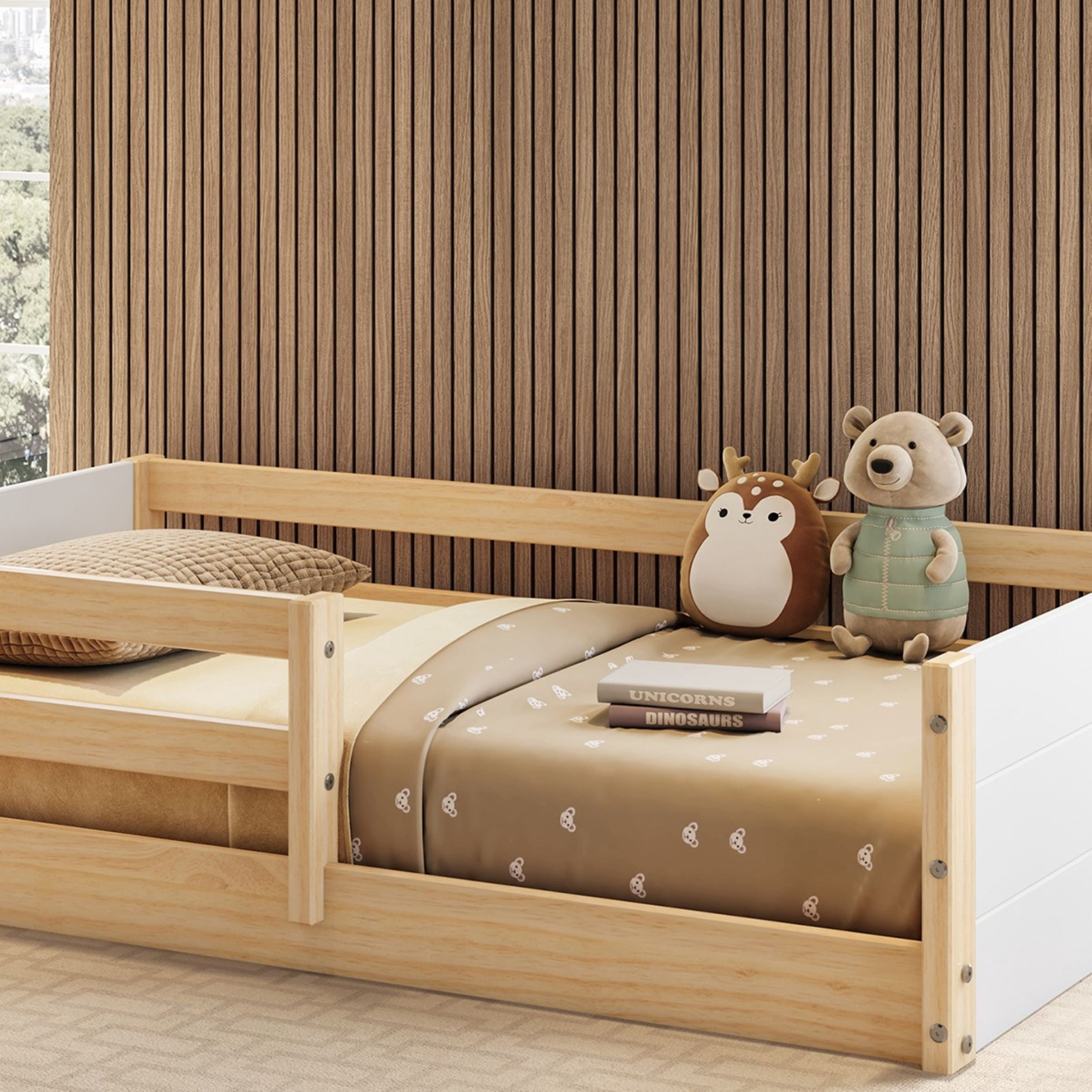Polifurniture Brie Toddler Bed with Built-In Guardrails