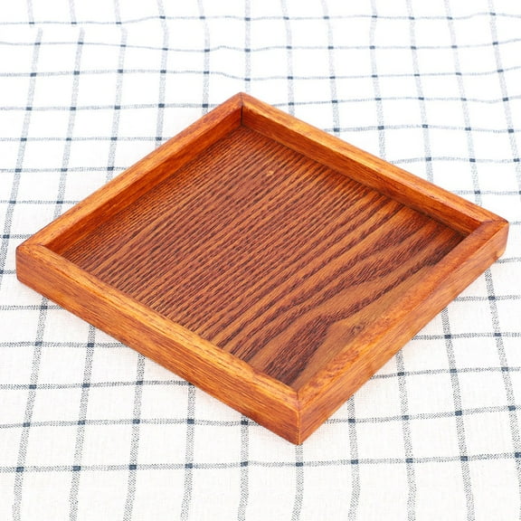 Wooden Tray Square Shape Solid Wood Tea Coffee Snack Dinning Serving Tray Plate for Living Room 16.5*16.5*2cm