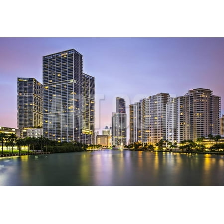Miami, Florida, USA at Brickell Key and Miami River. Print Wall Art By (Best Places To See In Miami Florida)