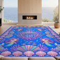 thumbnail image 2 of Design&I 6'x9' Washable Area Rug Kawaii Underwater Coral Pearl Scale Cute Starfish Purple Mermaid Refined for Queen Size Bedroom, Under Bed, Sleek Flatweave Pet Friendly, 2 of 7