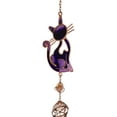 thumbnail image 6 of Stained Glass Feline Love Purple Slinky Cat Wind Chime Suncatcher Garden Patio, 6 of 10
