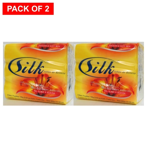 Silk Beauty Bar with Flower Extracts & Natural Moist. Smooth & Silky Skin, 3 Bars In 1 Pk, 100g (Pack Of 2)