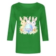 thumbnail image 4 of Women's Easter T Shirts 3/4 Sleeve Crew Neck Spring Cute Bunny Printed Graphic Tees Festive Casual Tops, 4 of 4