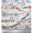 thumbnail image 1 of Soimoi Red Cotton Duck Fabric Fish & Octopus Ocean Printed Fabric 1 Yard 58 Inch Wide, 1 of 3