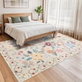 thumbnail image 3 of Washable Area Rug Non Slip, 4' x 6' Ultra Soft Low Pile Boho Floral Carpet for Living Room Bedroom, Polyester with TPR Backing, 3 of 8