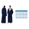 thumbnail image 5 of Robes for Men, LOFIR Hooded Plush Mens Robe, Long Thick Fleece Bathrobe with Belt and Side Pockets, Warm Winter Housecoat Loungewear Gift for Men, Dark Blue, 3XL, 5 of 7