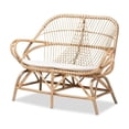 thumbnail image 3 of Baxton Studio Jayden Modern Bohemian White Fabric Upholstered and Natural Brown Finished Rattan 5-Piece Living Room Set, 3 of 11