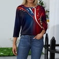 thumbnail image 3 of Iaqnaocc Womens Shirts 250 Anniversary Usa 4th Of July 3/4 Length Sleeve Independence Day Crew Neck T Shirt Plus Size American Flag Stars Spring Fall Freedom Tee Tops Dark Blue M, 3 of 4