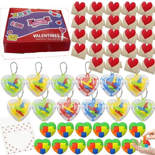 sdhkgrrt Advent Calendar, Valentine's Day Countdown Calendar, Advent Calendar Set with Mini Toys and Cards, Heart Shaped Surprise Box, Party Favor Kit, Gift for Partner, Romantic Celebration Decor