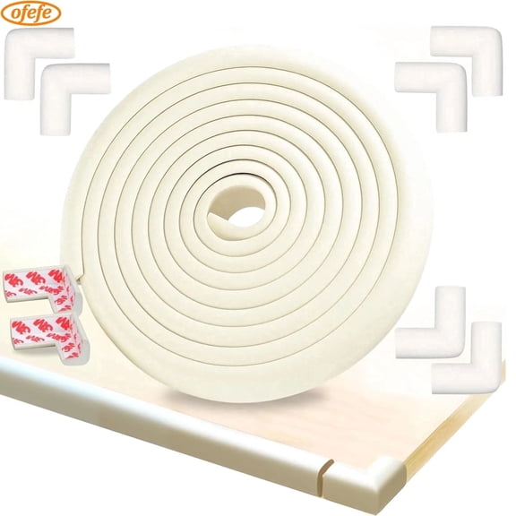 OFEFE Baby Proofing Edge and Corner Guards,Corner Protector Baby,Safety Furniture Bumper with 3M Double-Sided Tape,16.40ft Edge   4 Pre-Taped(White)