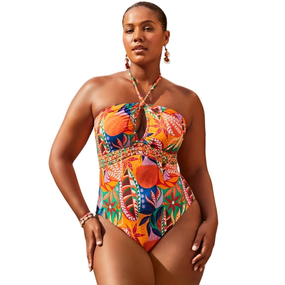 Swimsuits for All Women's Braided Bandeau One Piece Swimsuit