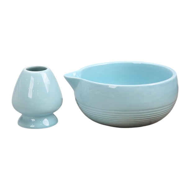 Ceremonía de té de matcha china Conjunto de preparación de tazón de matcha portátil con de matcha hecha a mano para sala de té en casa Azul