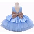 thumbnail image 2 of Cosplay Life Floral Dress for Girls and Young Adults Fashion Flower Waistline Kids Party Festival Dress Ages 2-6 Years Old (Blue, 3yrs), 2 of 3