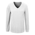 thumbnail image 5 of Fesfesfes Women's Fall Winter Sweater Loose Solid Color V-Neck Long Lantern Sleeved Blouses Trendy Outdoor Indoor Wearing Clothes(White,5XL), 5 of 5