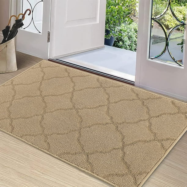 DEXI Indoor Doormat, Non Slip Absorbent Resist Dirt Entrance Rug, 32X48  Large Size Machine Washable Low-Profile Inside Floor Door Mat, Grey