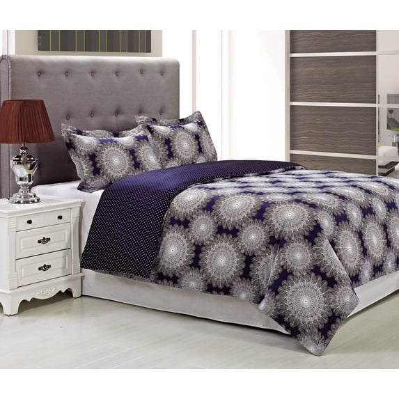 Reversible Duvet Cover Set, 100% Premium Long-Staple Cotton, 18 Designs Casey / King/Cal King