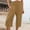 Yellow, variant on Capri Pants for Women Summer Casual Cotton Linen Wide Leg Cropped Pants Loose Elastic High Waist Capris Palazzo Beach Pants with Pockets