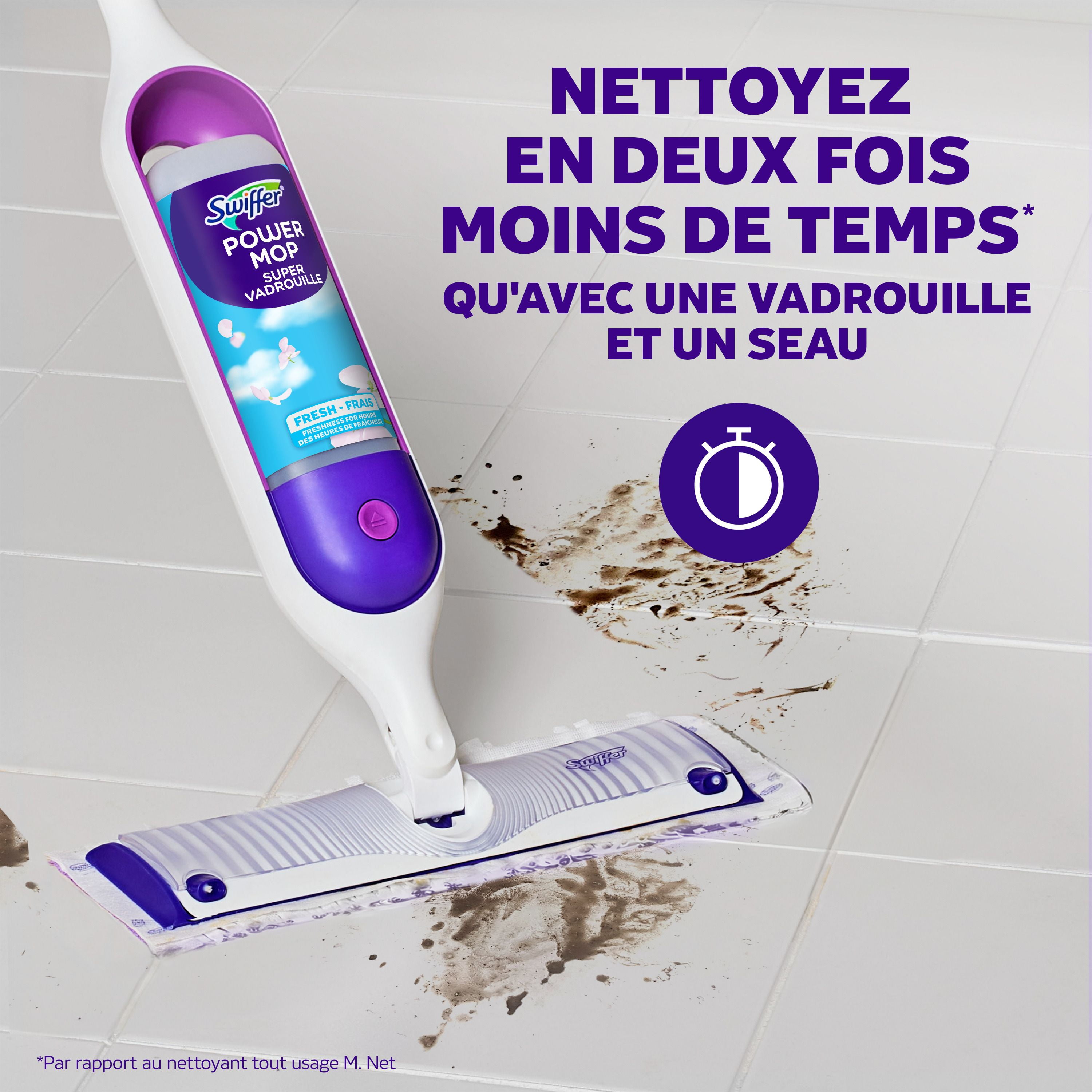 Swiffer Power Mop Refill Pack, Tile, Laminate, Wood, Floor Cleaner, 5 Pads + 1 Fresh Solution, 0 Kit