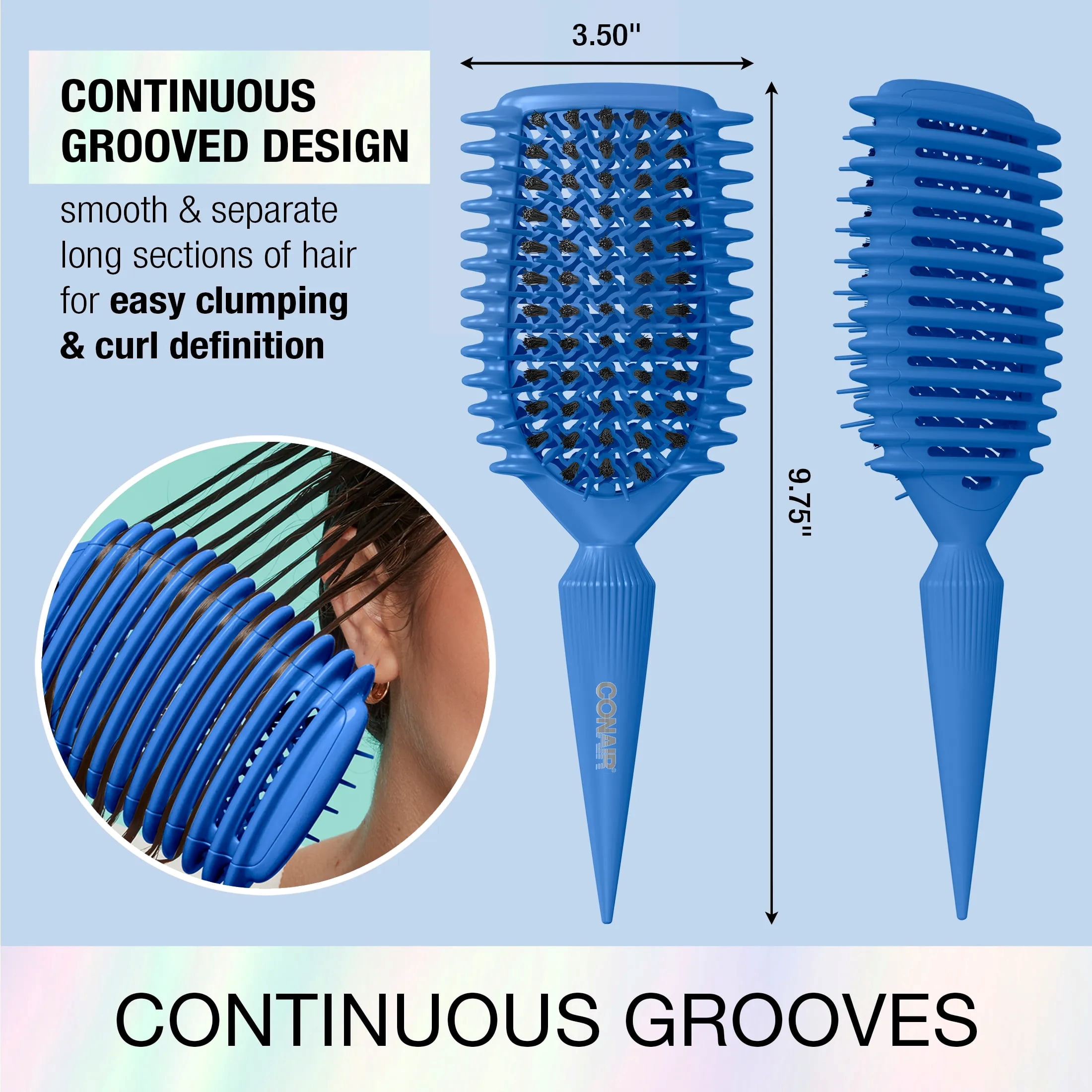 Conair Curl Define Pro Cushion Hair Brush, Blue
