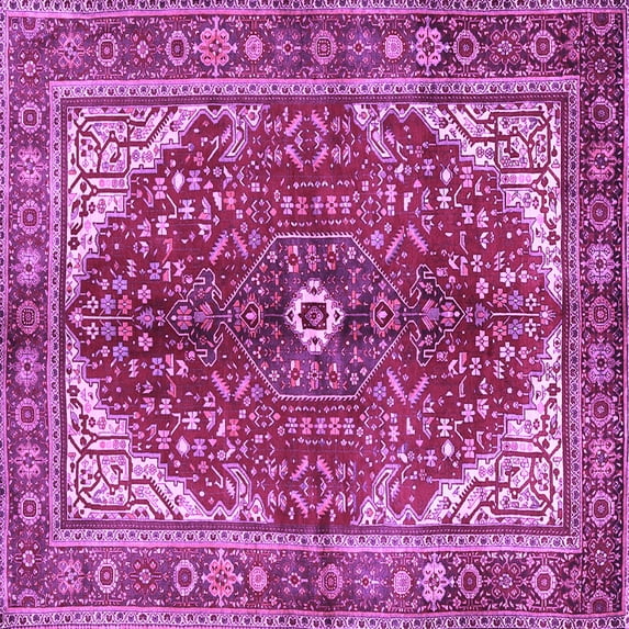Ahgly Company Indoor Square Medallion Purple Traditional Area Rugs, 4' Square