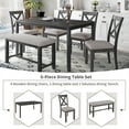 thumbnail image 4 of Modern Dining Table Sets for 6, Wood Veneer Acacia Rectangular Breakfast Table with 4 Piece Upholstered Thick Dining Chairs, Dining Table and Chairs with Distressed Finish Frame, S6405, 4 of 9