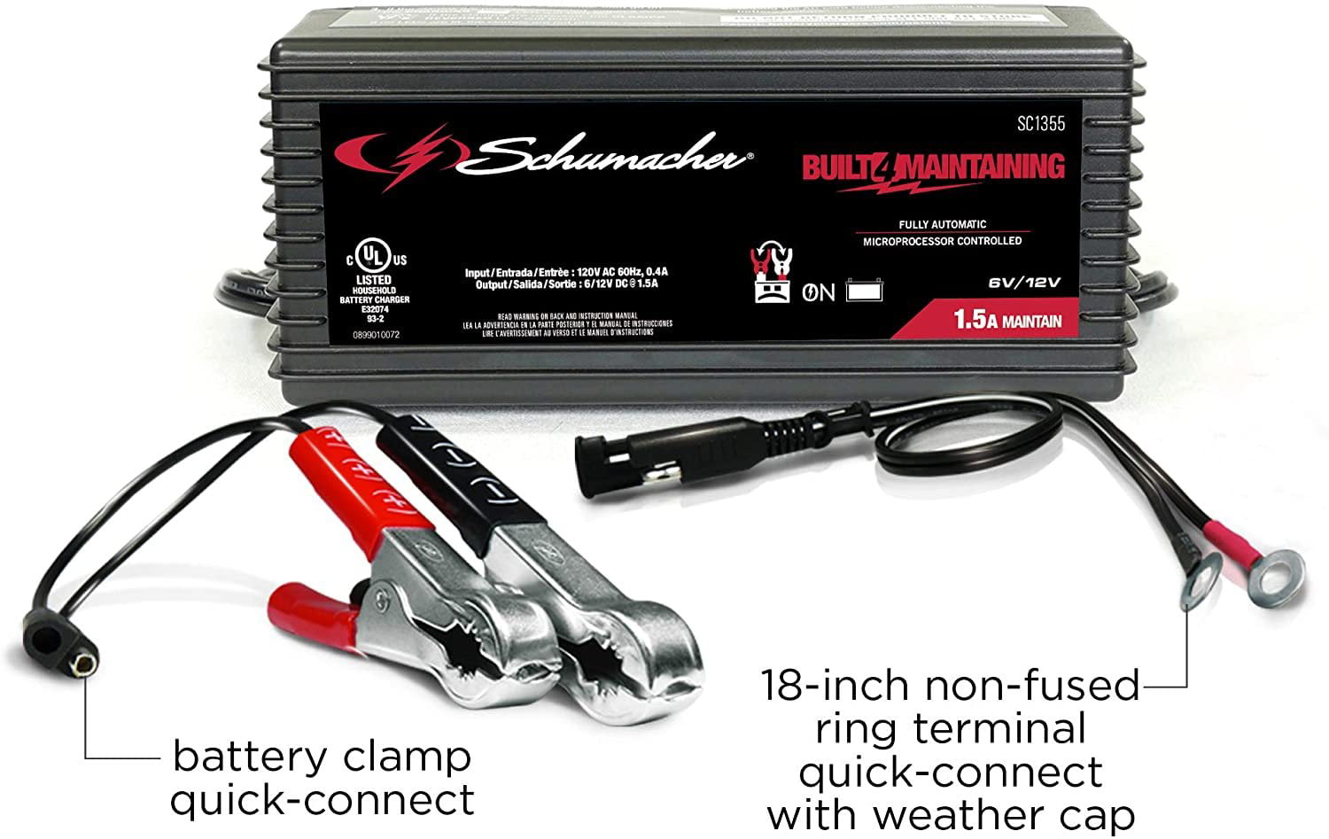 Schumacher SC1355 1.5A 6/12V Fully Automatic Battery Maintainer 