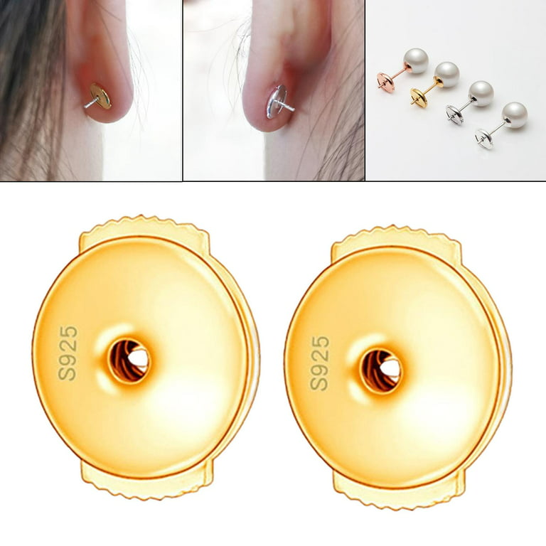 Earring Backs Stopper Locking Jewelry Findings Secure Stoppers Earring  Backs 6mm Golden