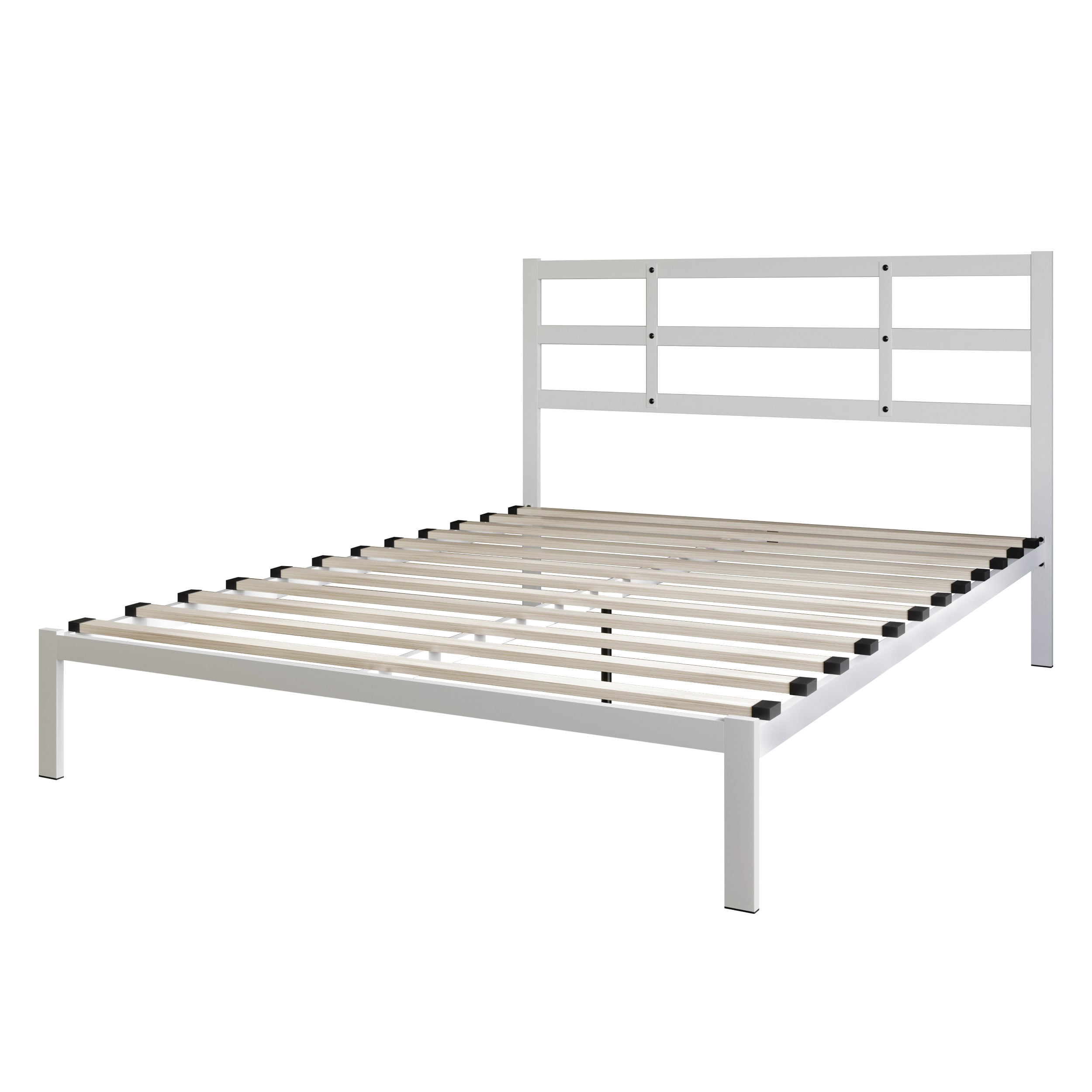Home Design Sumter Twin Metal Bed Frame with Sturdy Slats and Under-Bed Storage for Adult, White, Easy Assembly