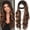 Ombre Brown Highlight, variant on Long Wavy Wig Lace Natural Hairline Curly Heat-Resistant Synthetic Fiber for Women & Beginners Daily Party Use 26In | Natural Hairline | 4x1 Glueless Lace | Middle Part | Beginner Friendly