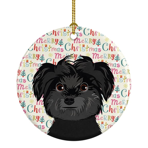 Shih-Tzu Black Christmas Ceramic Ornament 2.8 in x 2.8 in
