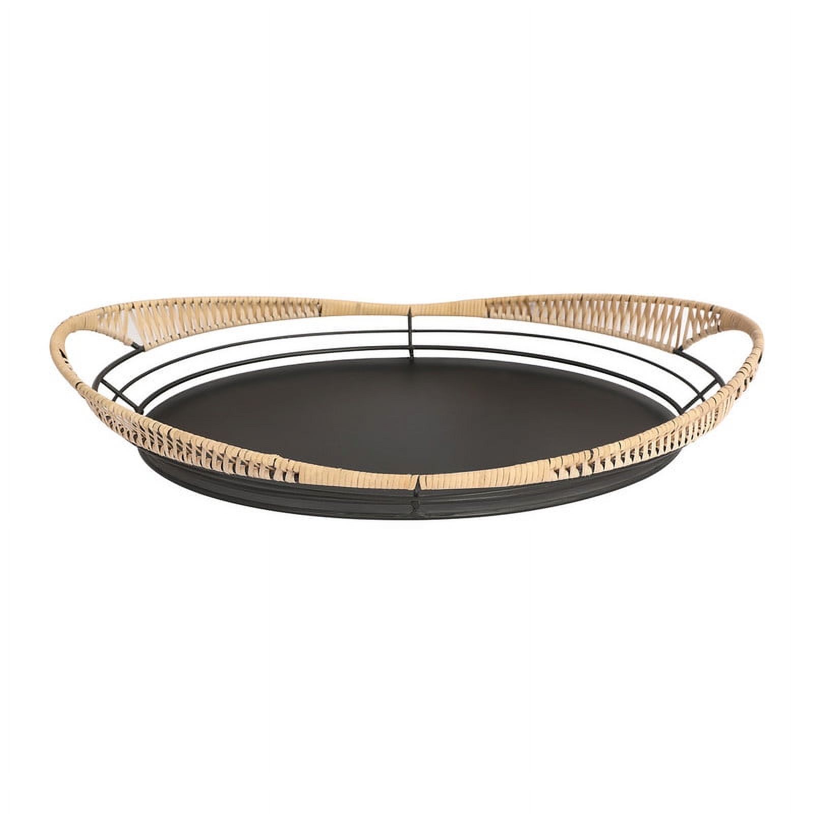 Sienna Black Metal Boho Rattan Weaved Tabletop Set of 2