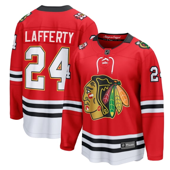 Men's Fanatics Sam Lafferty Red Chicago Blackhawks Centennial Breakaway Player Jersey