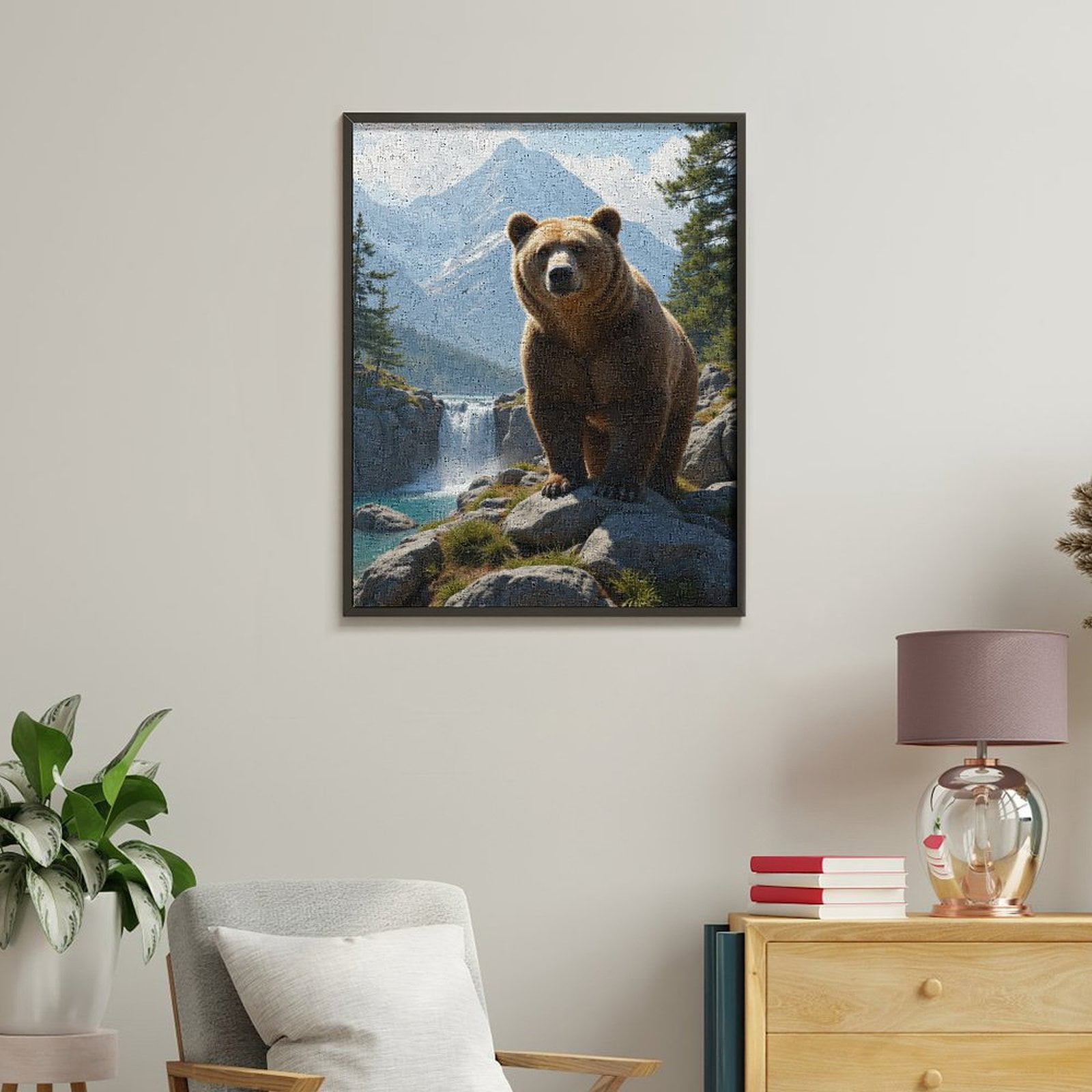 Paint By Numbers Kit for Adults Beginner - DIY Bear In Mountain Paradise Canvas Painting Kits for Adults, Frameless Paint By Number for Adults for Home Wall Decor 16x20 Inch
