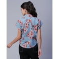 thumbnail image 3 of Moomaya Printed Button-Up Shirt For Women, Short Sleeve Collared Blouses With Pockets, 3 of 8