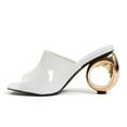 thumbnail image 2 of Ninety Union Jloo Open Toe Slide With Circular Metallic Heel, White, 6, 2 of 4