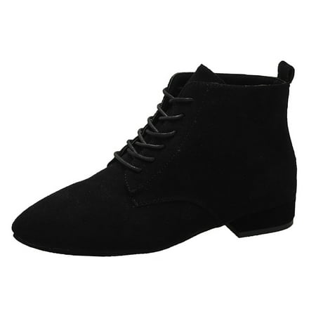 

Winter Women s Shoes Winter Chelsea Ankle Boots for Women 2024 Autumn/New Suede Short Tube Low Heel Boots Pointed Front Lace Up Solid Color Thick Heel Fashion Boots Snow Boots(Size:7.5)