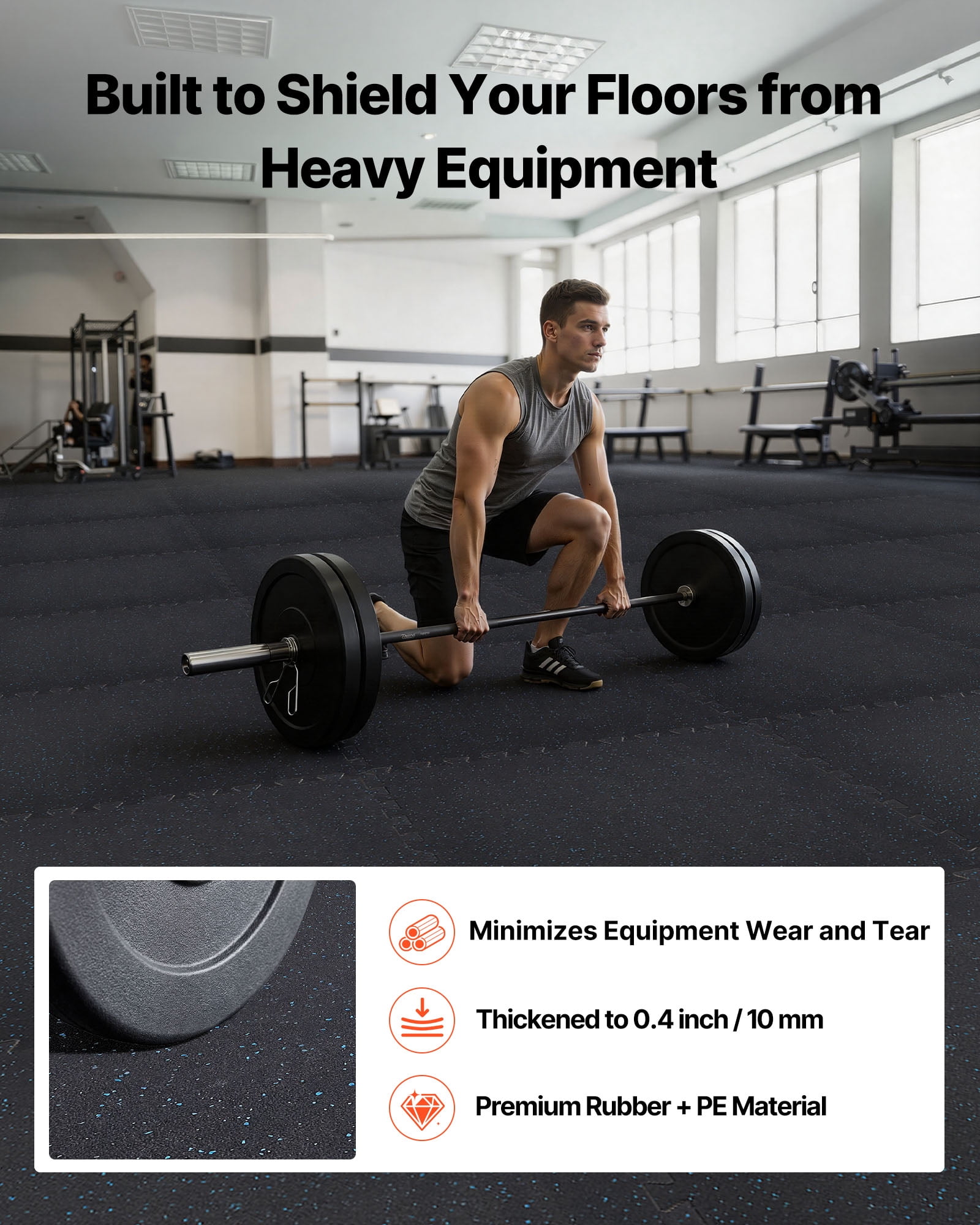VEVOR Puzzle Exercise Mat, 24 PCS Fitness Equipment Mats, 24 x 24 x 0.4 in, High-Density EVA Foam Mats Set, Interlocking Rubber Soft Tiles, Protective Floor Padding with Blue Dots for Home Gym Office