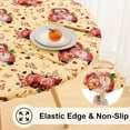 thumbnail image 2 of Round Fitted Tablecloth with Elastic Edge, 100% Waterproof Oil Proof Plastic Table Cover, Vinyl Flannel Backed Tablecloth Fits 36"-44" Round Tables for Fall, Thanksgiving, Pumpkin Truck, 2 of 4