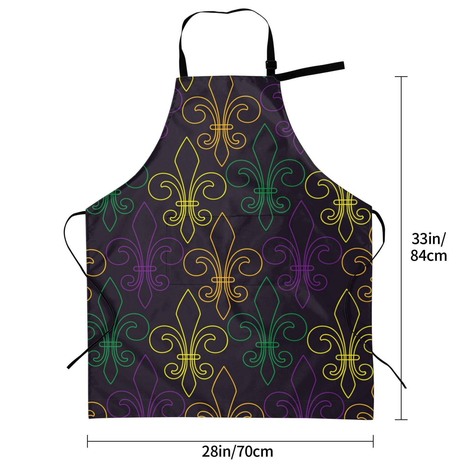 Kdxio Mardi Gras Carnival Apron with Pockets Adjustable Kitchen Aprons for Men Women Waterproof Aprons for Cooking,Drawing,Crafting, Baking Household Cleaning