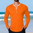thumbnail image 2 of XUANTAOO Mens Tshirts Long Sleeve Button Down Crewneck Henley Shirts Basic Orange T Shirts with Button Men's Shirts Casual, 2 of 4