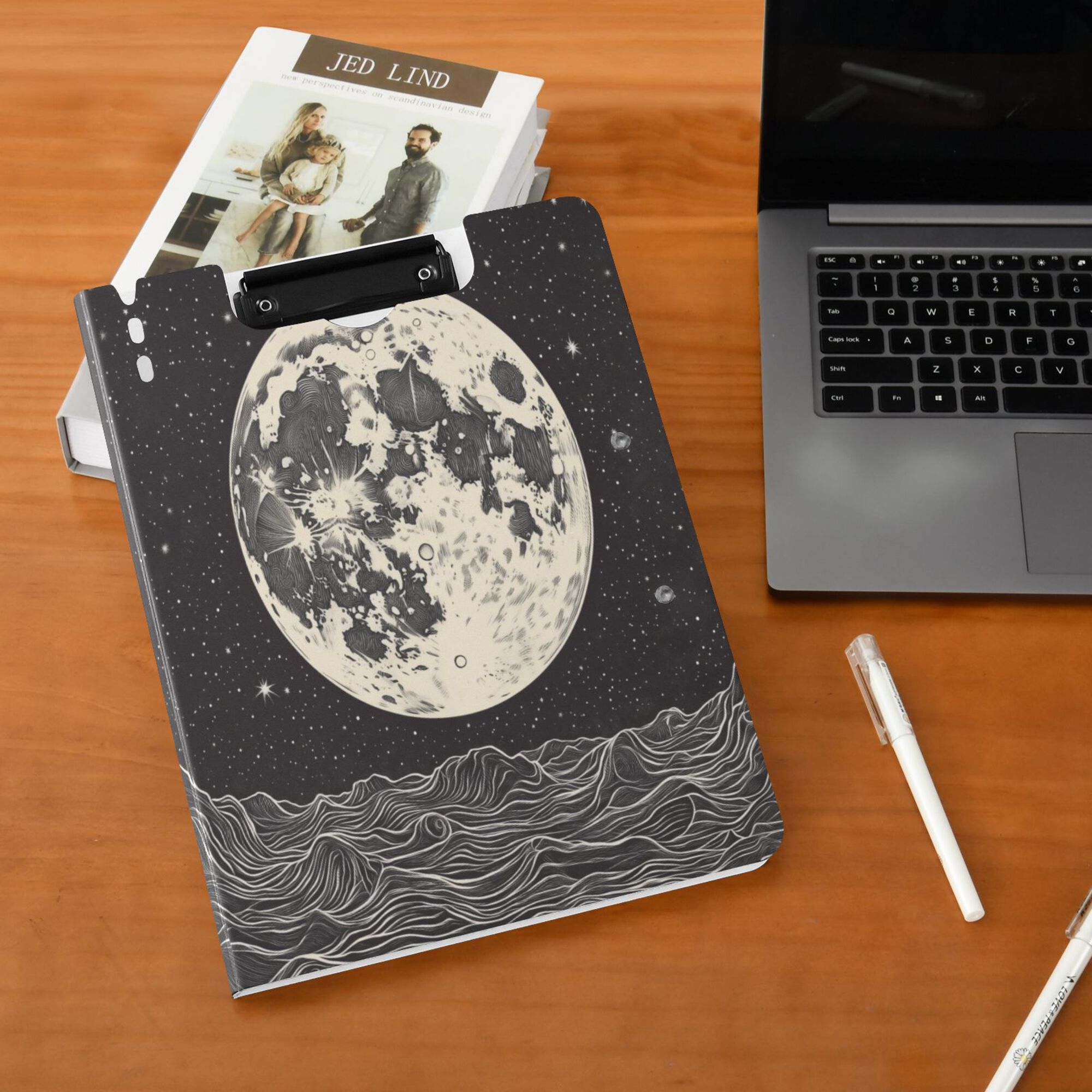 FORMRS A4 Clipboard Folder with Pen Holder Horizontal Foldable School Office Binder, Beige Moon