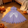 thumbnail image 5 of CUZIBR Boys Kids Halloween Ghost Robe Hooded Poncho Jagged Edge Ghost Funny Face Print Irregular Hem Cloak Toddler Cosplay Party ,16-Purple,3-4 Years, 5 of 8