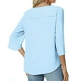 thumbnail image 3 of Womens Tops 3/4 Sleeve Pleated Dressy Blouses Square Neckline Casual Tunic Tops Summer Shirts, 3 of 5