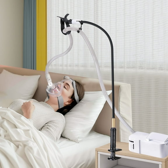 Adjustable CPAP Hose Holder for Bed - Swivel Arm Prevents Tangles, Leaks & Blockage - Universal Clip - Improve Sleep Quality (CPAP Accessories)