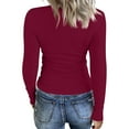 thumbnail image 4 of Women Long Sleeve Shirts Rib Knit Slim Fit Tops Basic Tee Fall Outfits Casual T-Shirt Underscrubs Layer Clothes, 4 of 8
