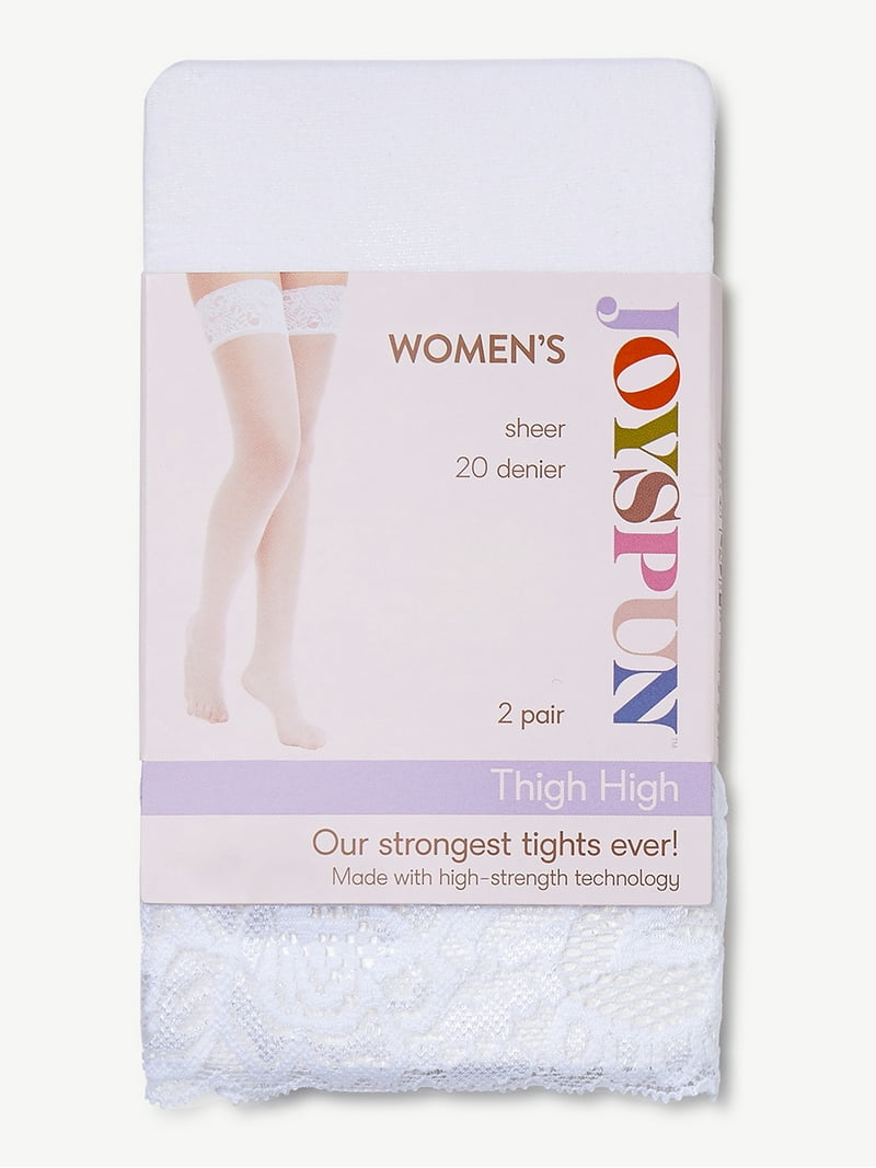 Joyspun Women's Sheer Lace Top Thigh Highs 2-Pack