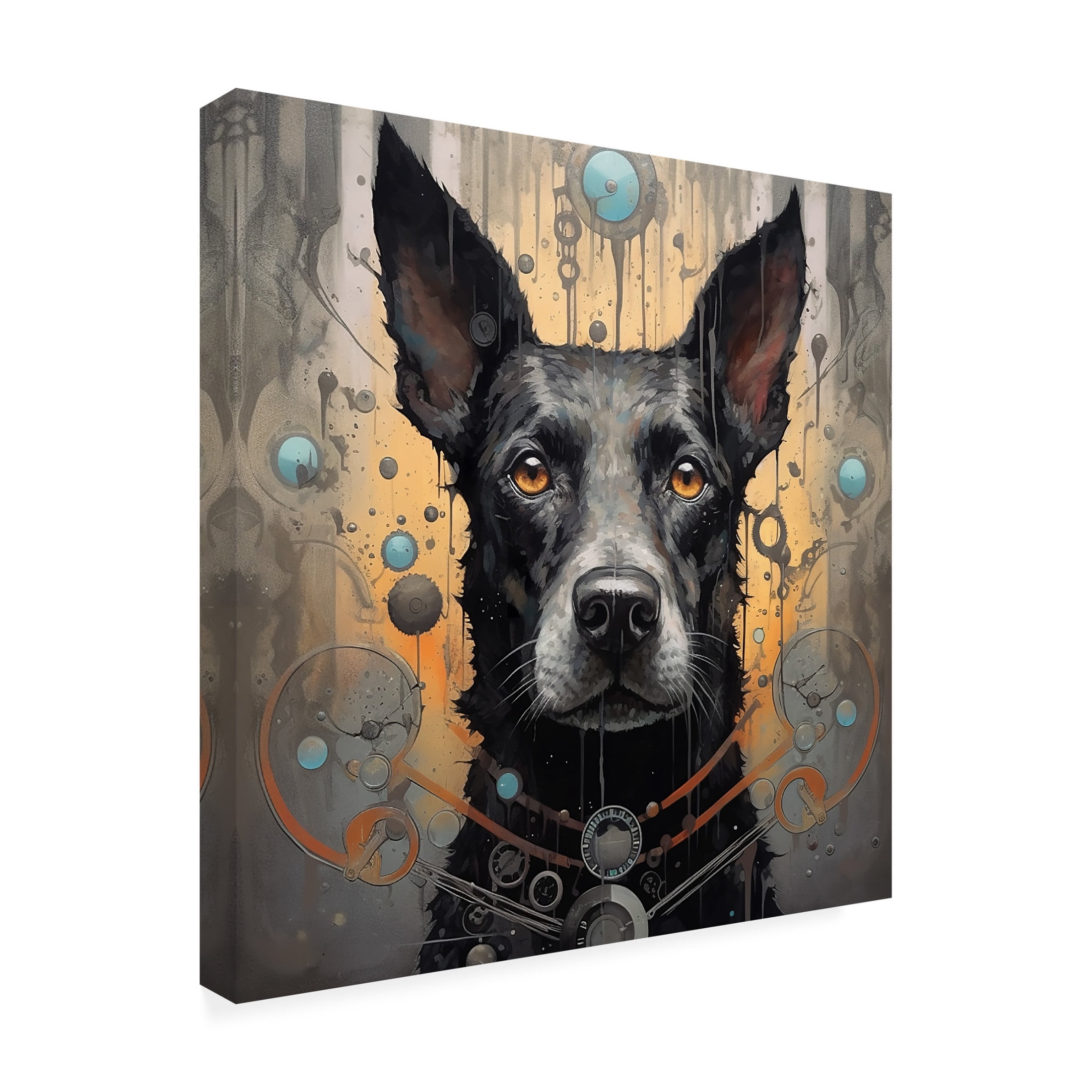 Canvas Wall Art - Ray Heere 'Art Dog 8' Wall Art for Living Room, Bedroom, or Office Décor by Trademark Fine Art - 35 x 35 Inches