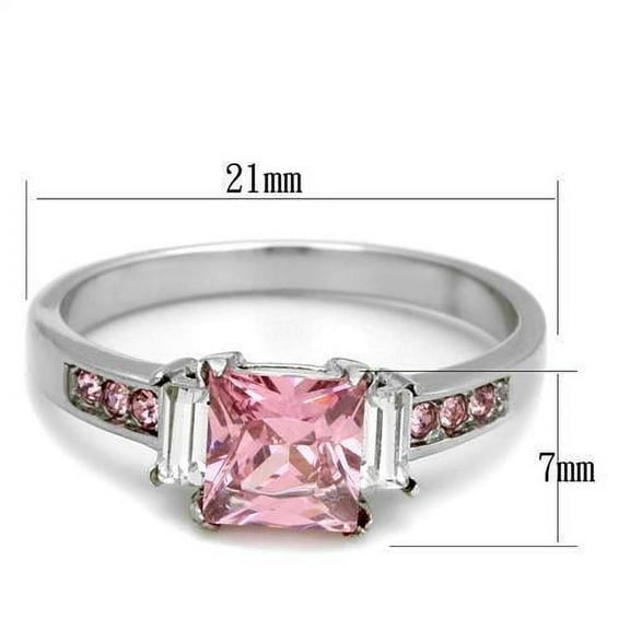 TK2169 - High polished (no plating) Stainless Steel Ring with AAA Grade CZ in Rose